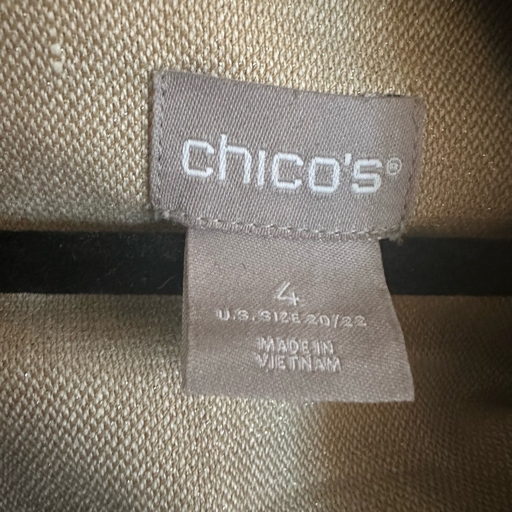Chico's Tan with gold Threads Women's Blazer - Picture 4 of 6